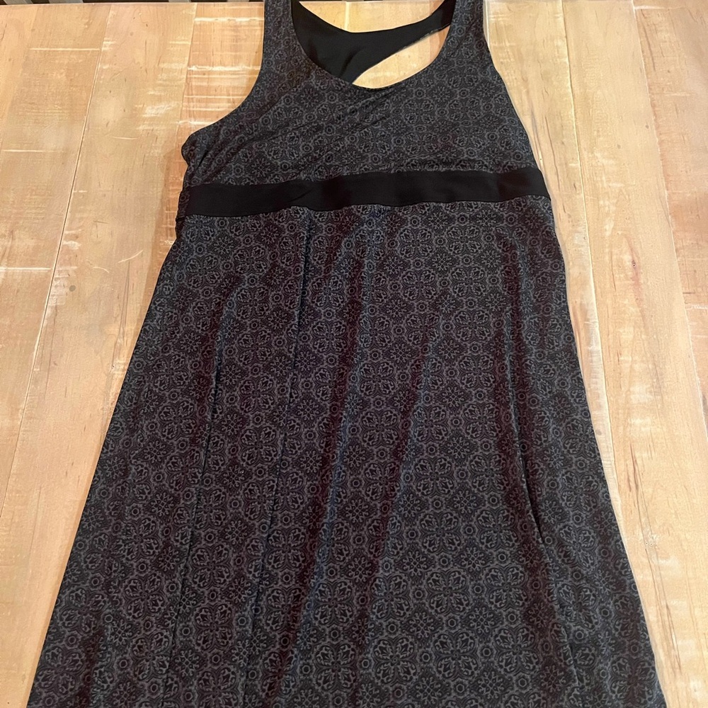 tek gear Black Patterned A-Line Dress with Waistband